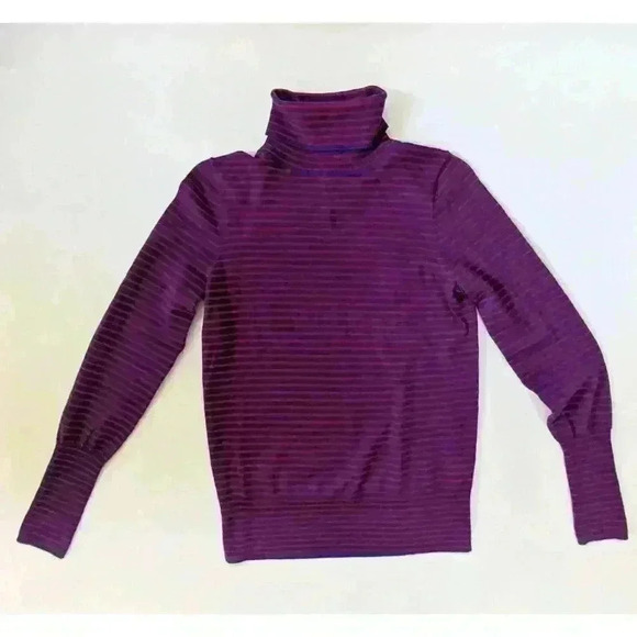J. Crew Merino Wool Blue & Red Striped Tippi Turtleneck Sweater Size Sma… - Picture 4 of 11